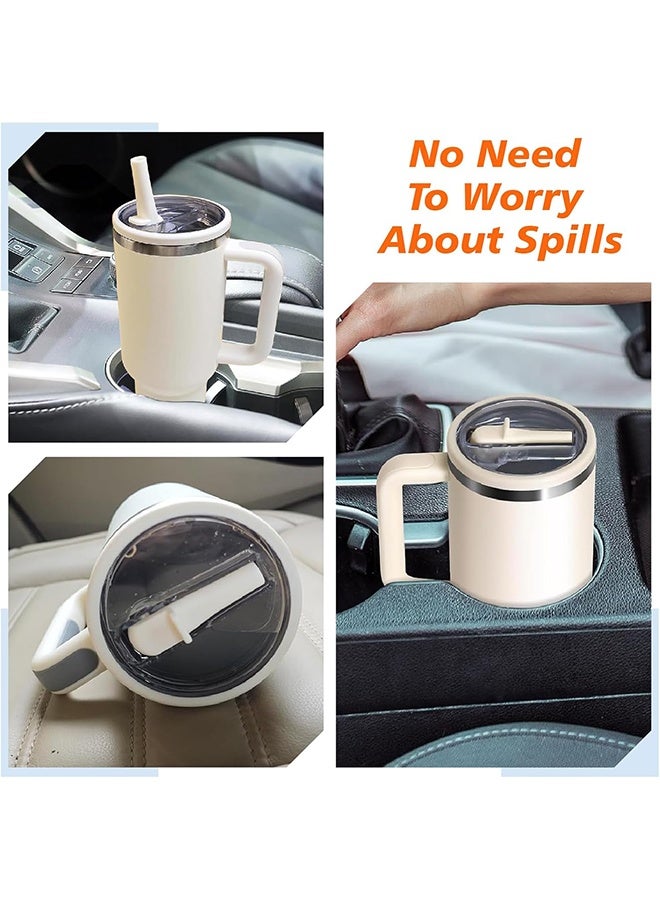 بكومور عبوة من قطعتين فاخرتين من أغطية أكواب ستانلي كوينشر سعة 40 أونصة مع شفاطة قابلة للطي - مانعة للتسرب والانسكاب، مناسبة لأكواب ستانلي كوينشر سعة 40 أونصة، ملحقات أكواب قابلة لإعادة الاستخدام وخالية من مادة BPA - Image 5